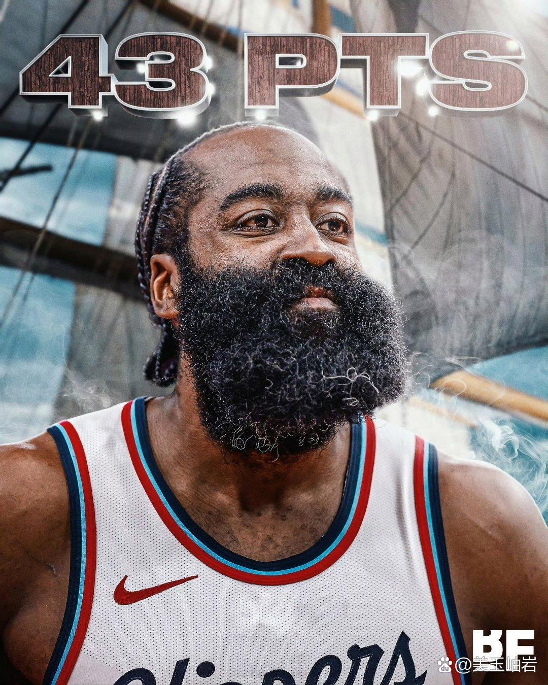 哈登创下最老40+三双纪录助快船终结6连败  第2张